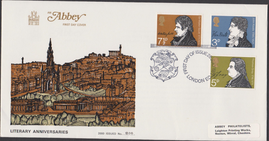 1971 Abbey FDC Literary Anniv London E C Postmark